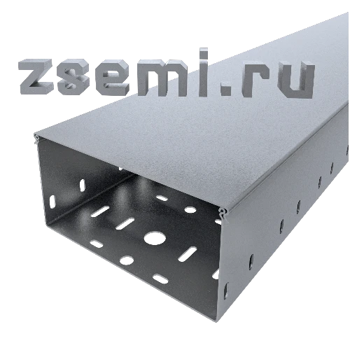 Короб ПКЗ-200х80х2500 перфорированный замковый УТ2.5 цинк (основание 1,2 мм, крышка 1,0 мм)